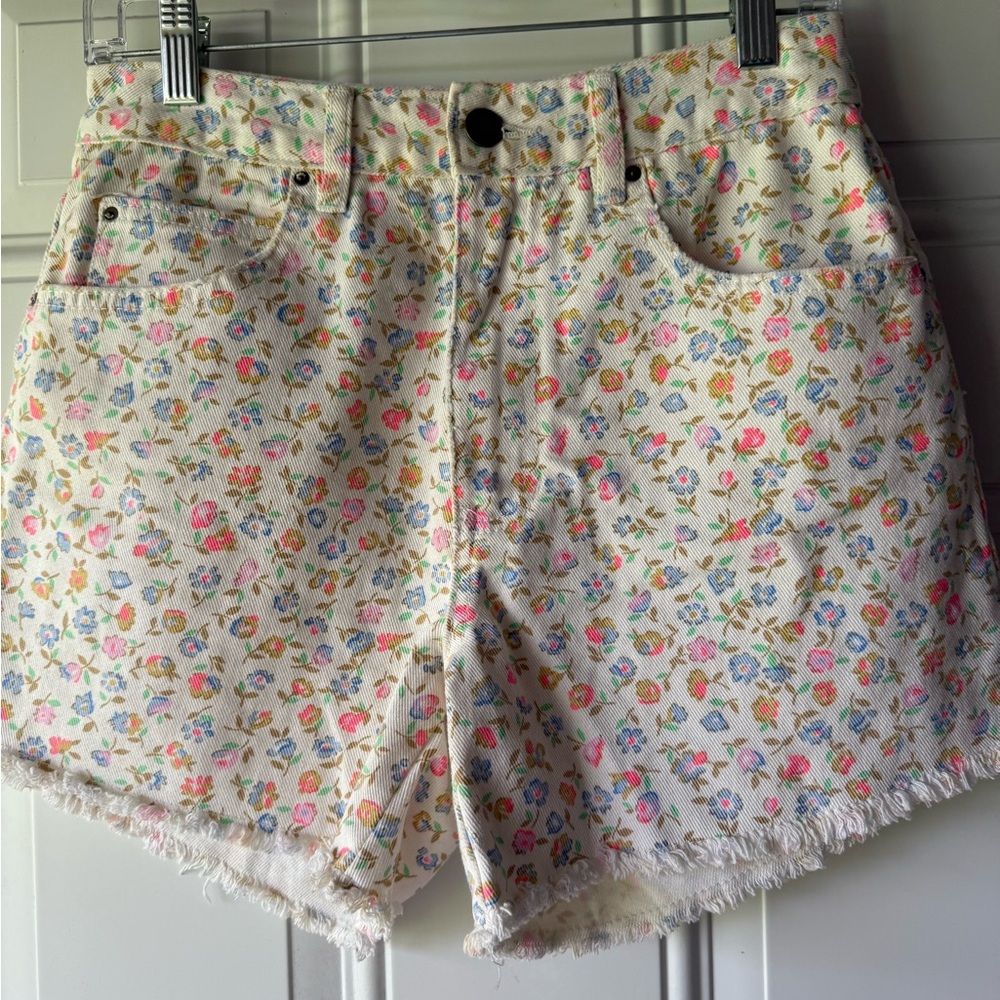 Billabong Floral White Jean Shorts